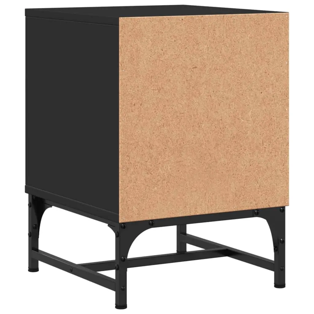 Bedside Cabinets with Glass Doors 2 pcs Black Bedroom Storage Tables