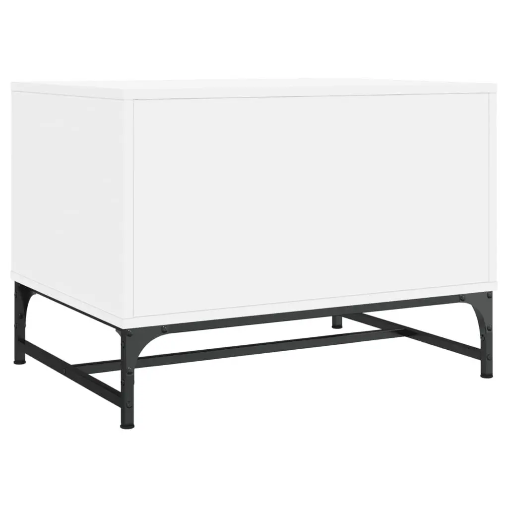Coffee Table White Glass Doors Storage Display 68.5 x 50 x 50 cm