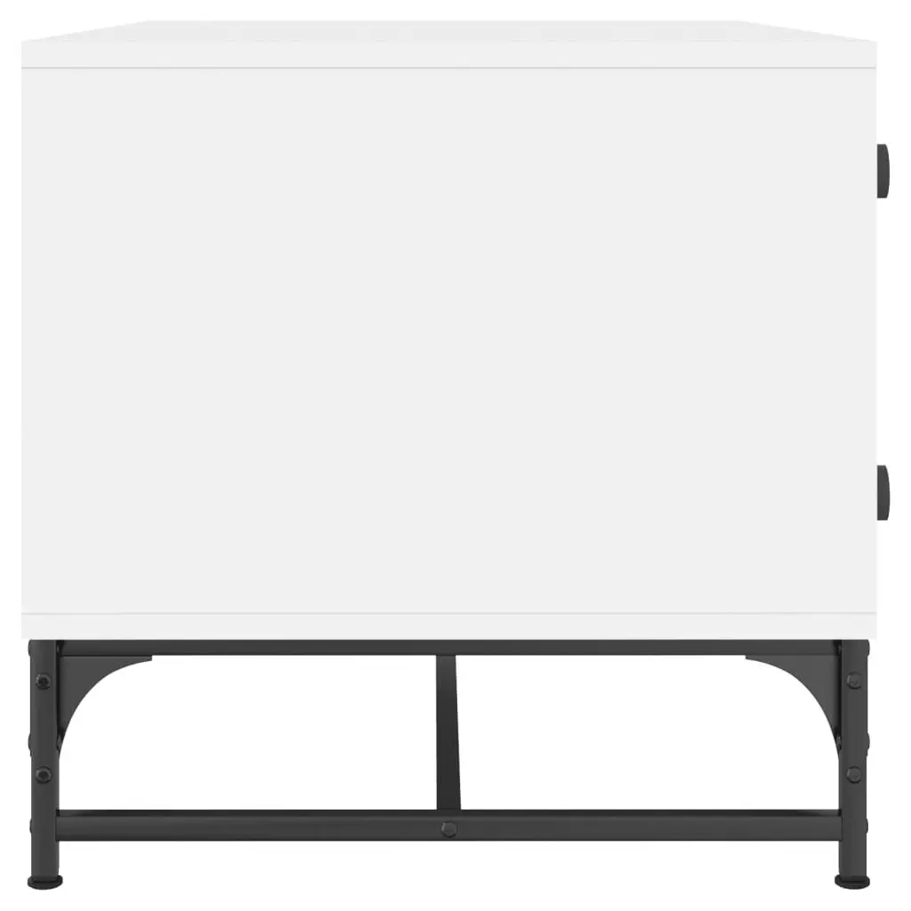 Coffee Table White Glass Doors Storage Display 68.5 x 50 x 50 cm