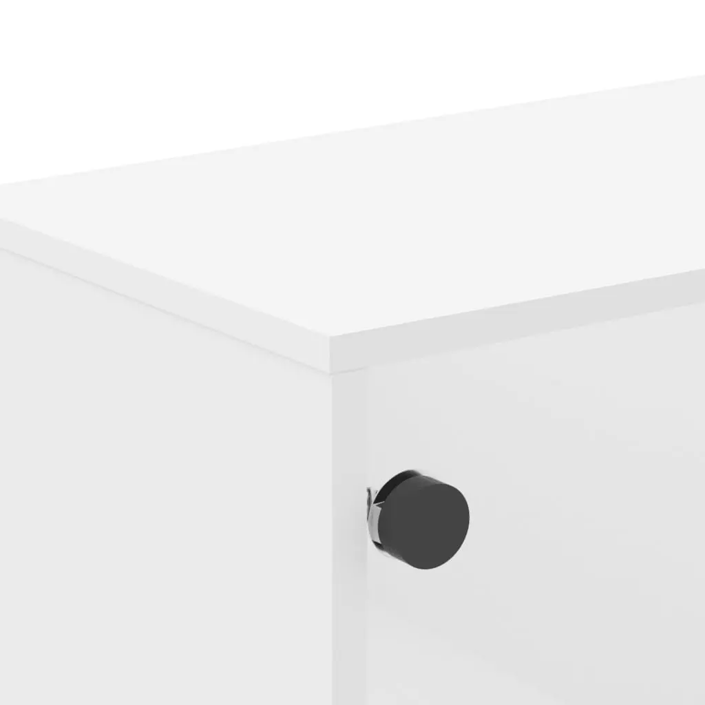 Coffee Table White Glass Doors Storage Display 68.5 x 50 x 50 cm