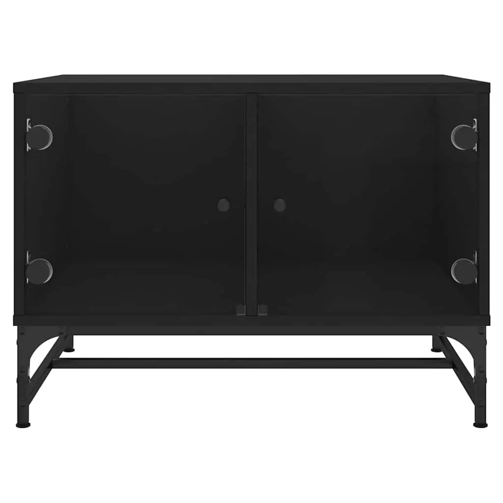 Black Coffee Table with Glass Doors