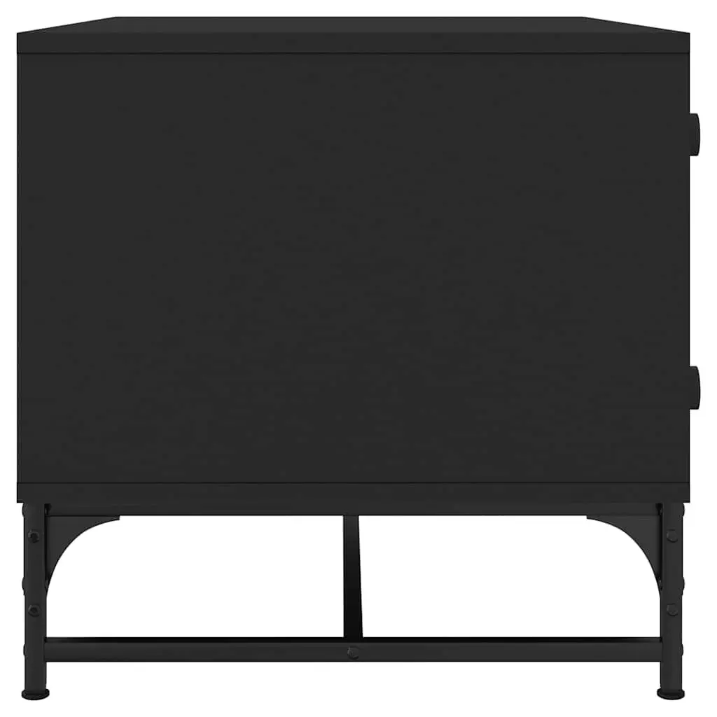 Black Coffee Table with Glass Doors
