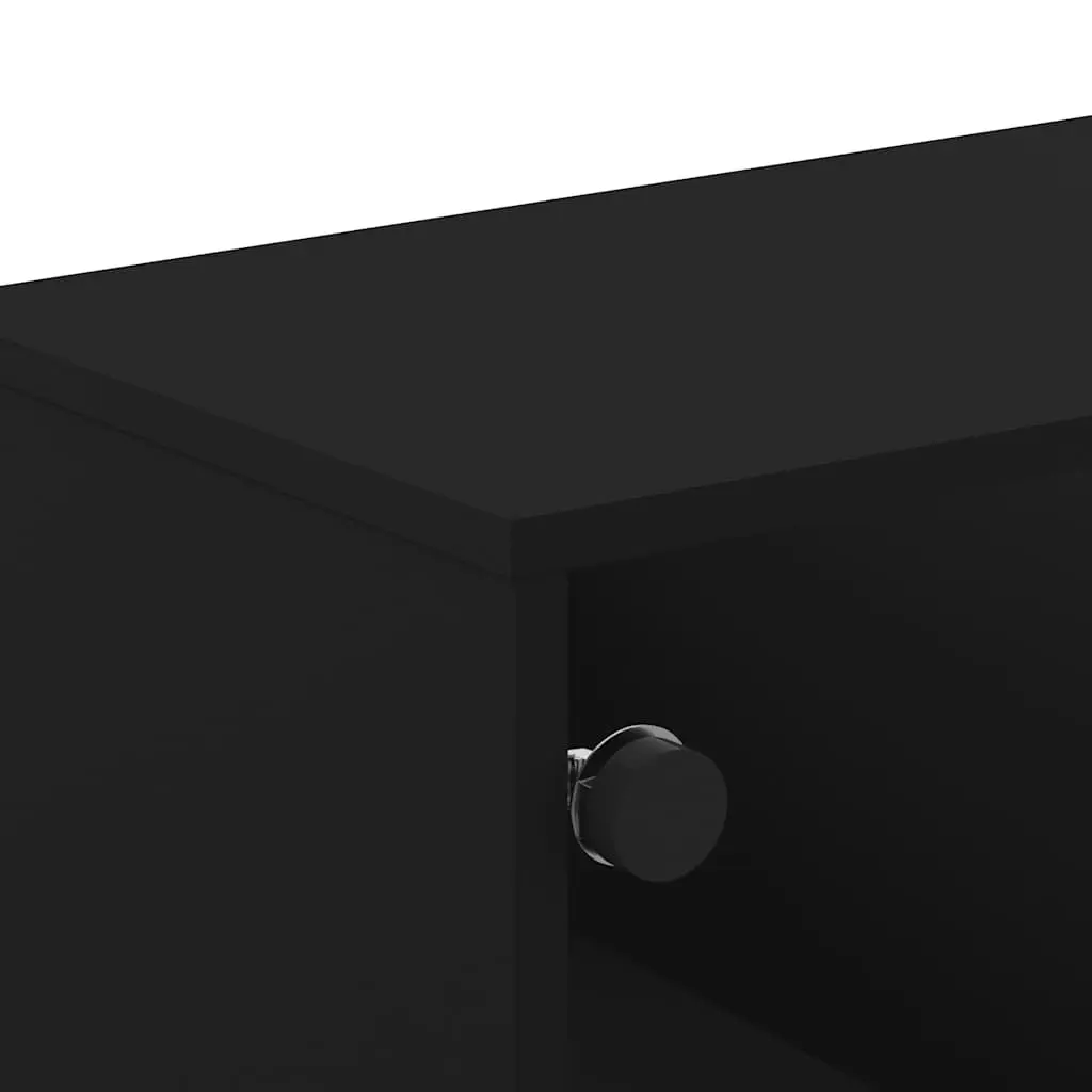 Black Coffee Table with Glass Doors
