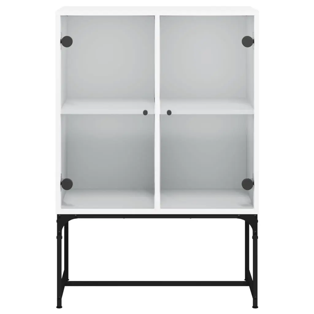 Side Cabinet with Glass Doors White Engineered Wood 69W x 37D x 100H cm