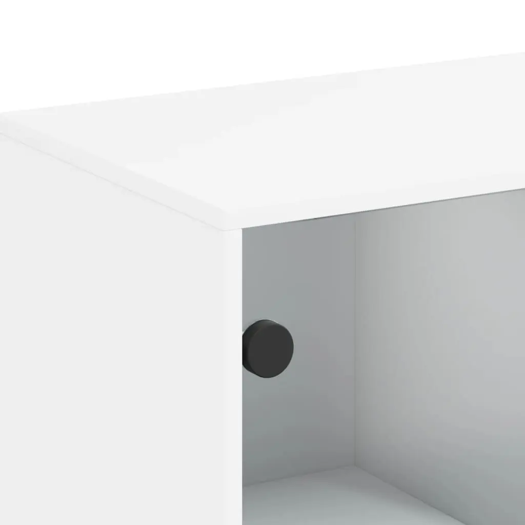 Side Cabinet with Glass Doors White Engineered Wood 69W x 37D x 100H cm