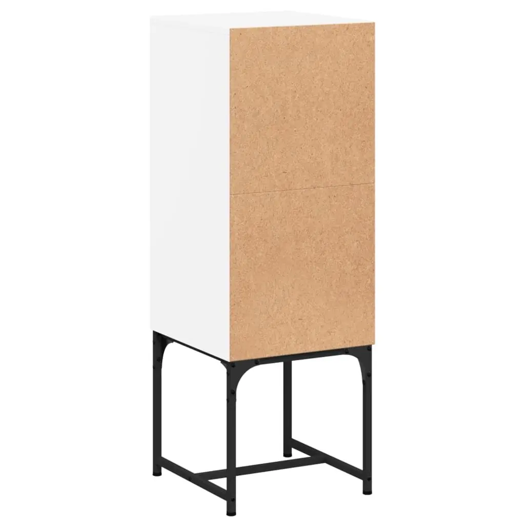 Side Cabinet Glass Doors White Storage Cupboard 35W x 37D x 100H cm