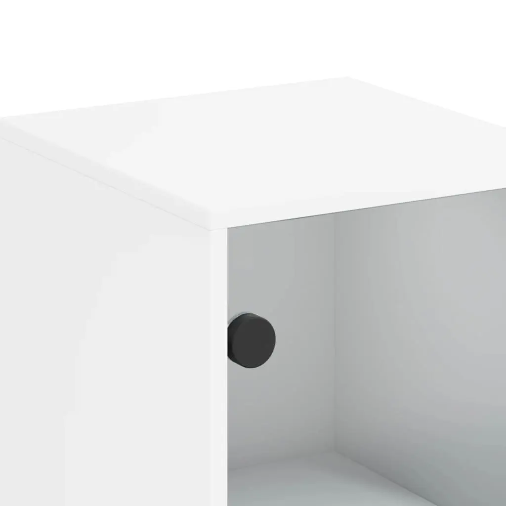 Side Cabinet Glass Doors White Storage Cupboard 35W x 37D x 100H cm