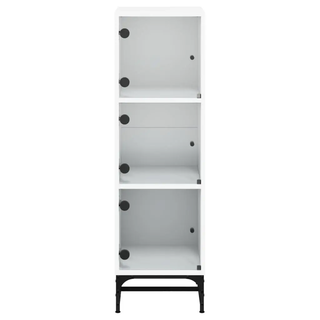 Highboard Cabinet with Glass Doors White 35x37x120cm