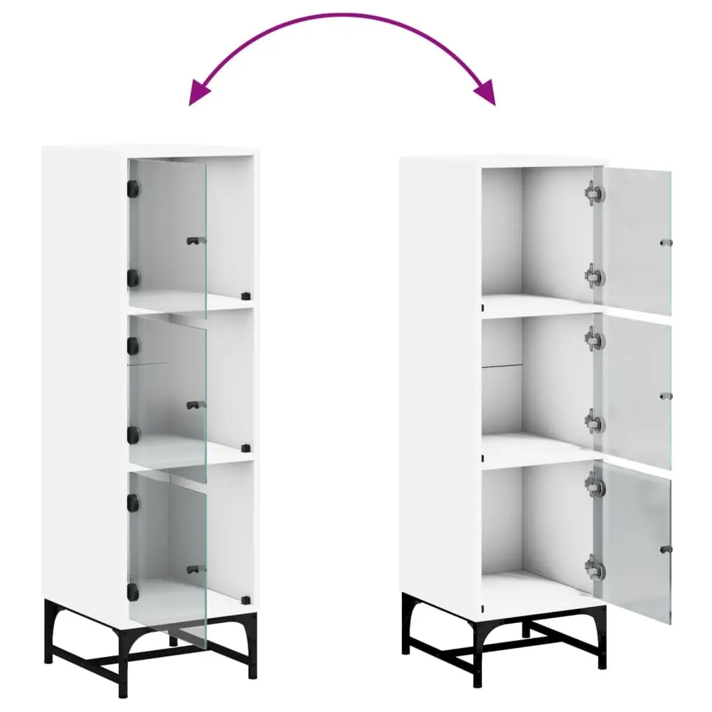 Highboard Cabinet with Glass Doors White 35x37x120cm