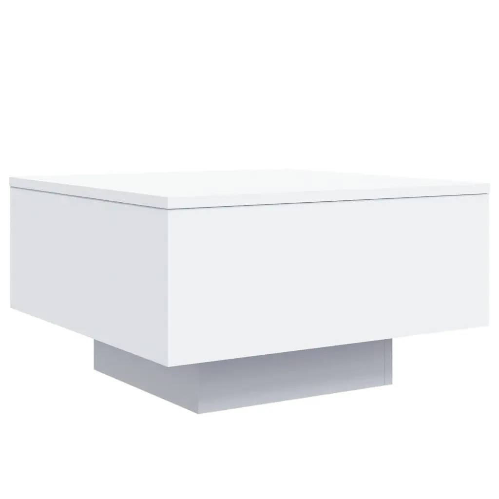 Coffee Table with RGB LED Lights White Modern Living Room Accent Furniture