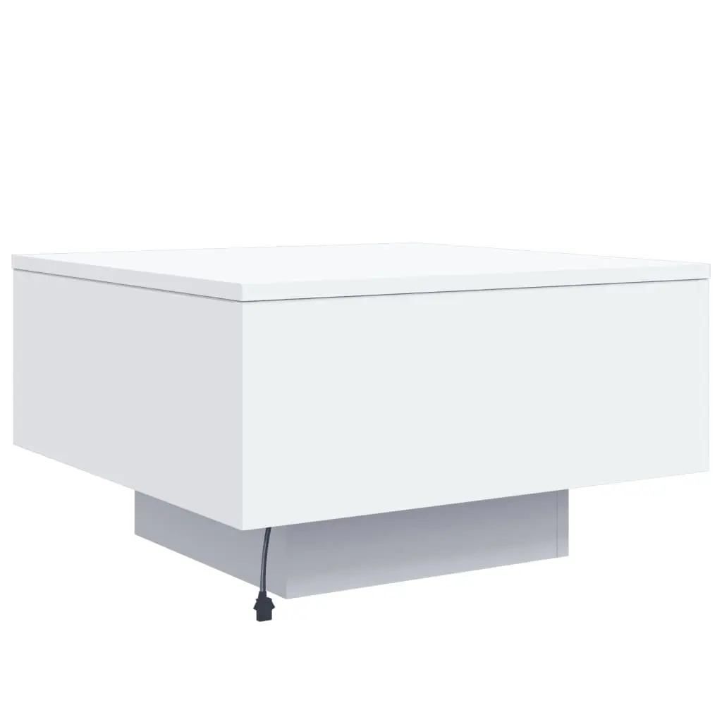 Coffee Table with RGB LED Lights White Modern Living Room Accent Furniture