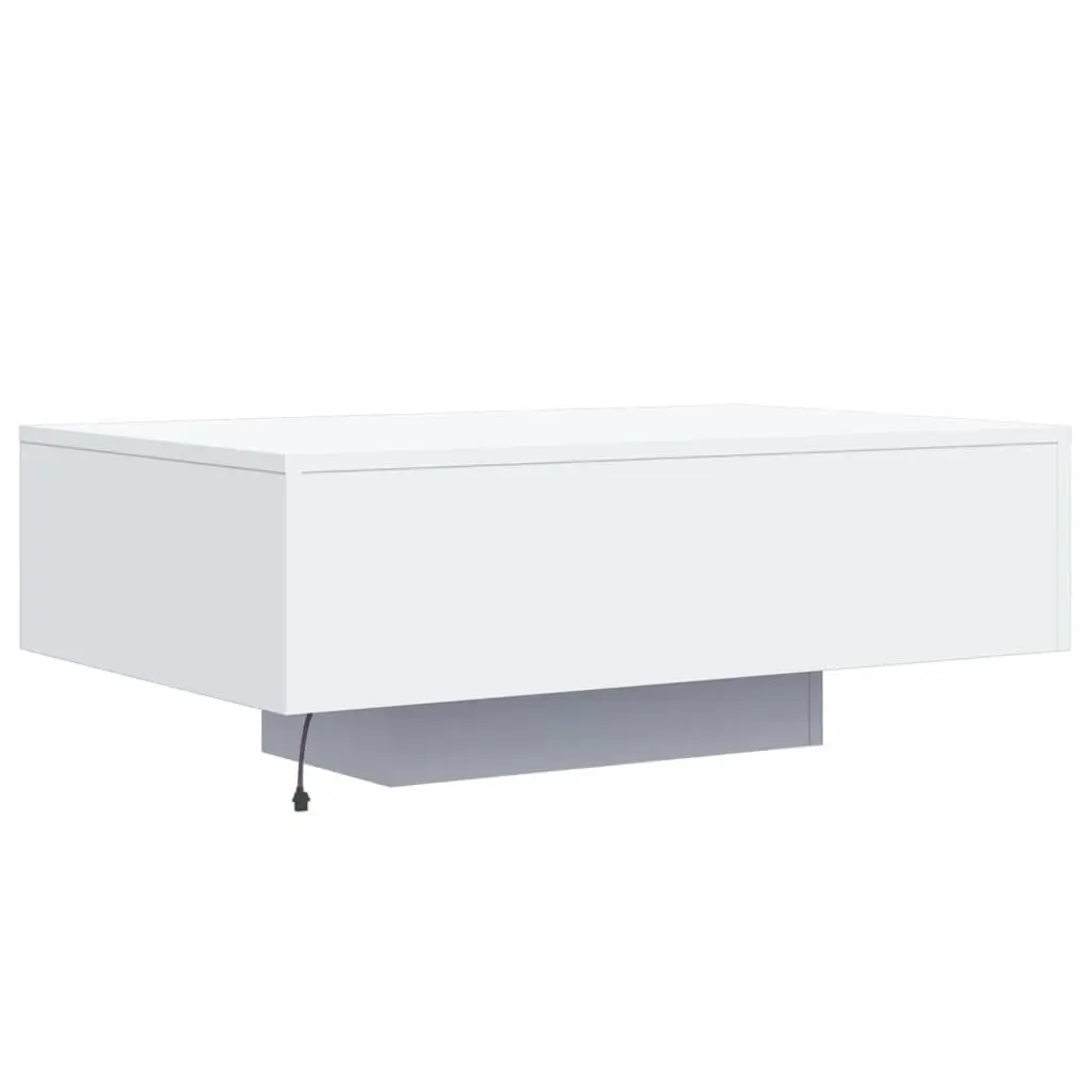 Coffee Table with RGB LED Lights Modern White 85x55x31cm
