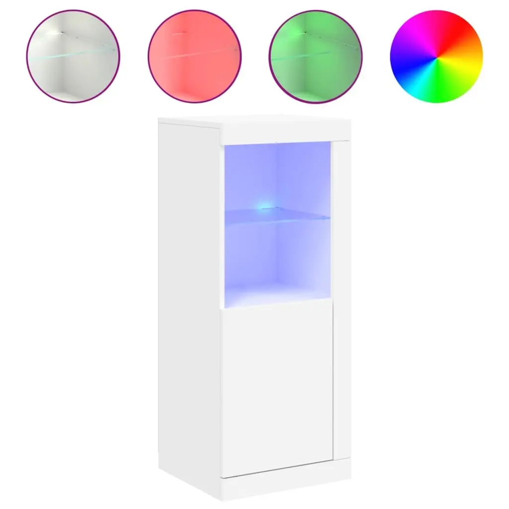 Sideboard Cabinet with RGB LED Lights Modern White Storage Buffet Display 41 x 37 x 100 cm