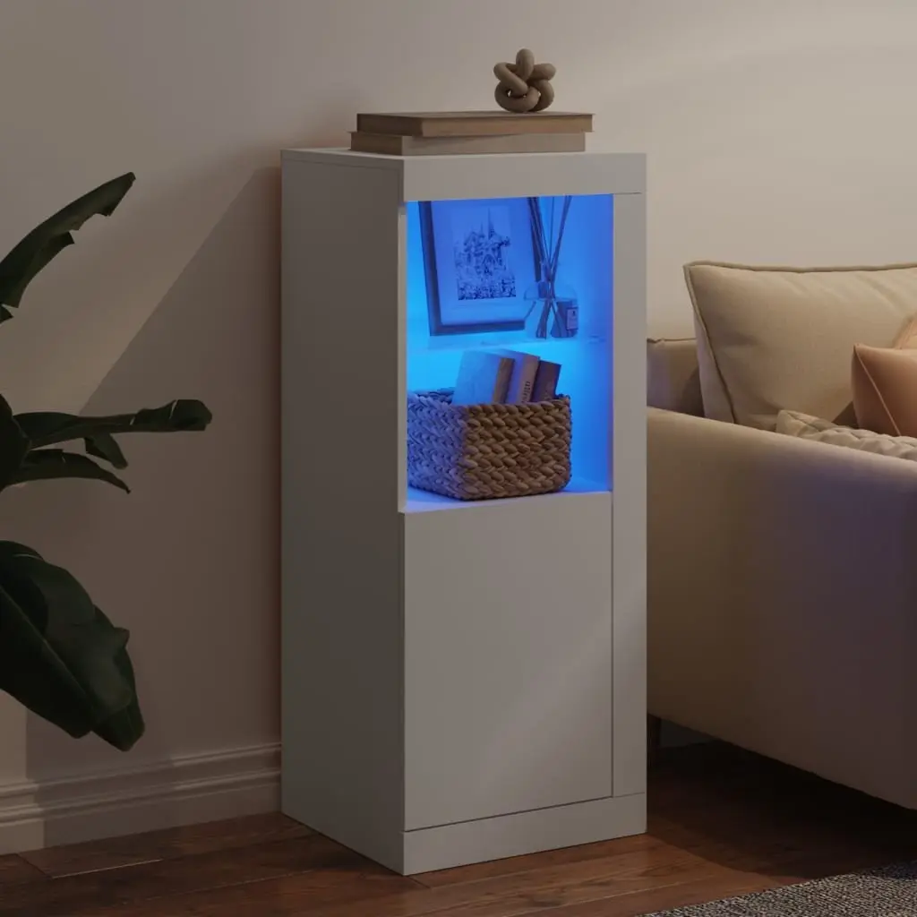 Sideboard Cabinet with RGB LED Lights Modern White Storage Buffet Display 41 x 37 x 100 cm