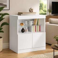 Friendly White Sideboard with Integrated RGB LED Lights