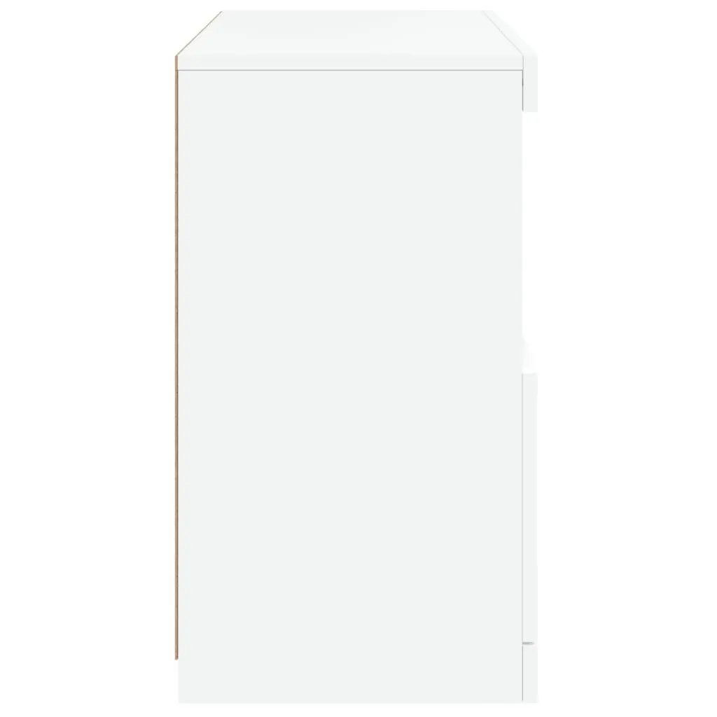 White Sideboard Cabinet with RGB LED Lights Storage Buffet Modern Furniture