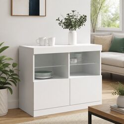 Friendly White Sideboard with LED Lights for Your Home