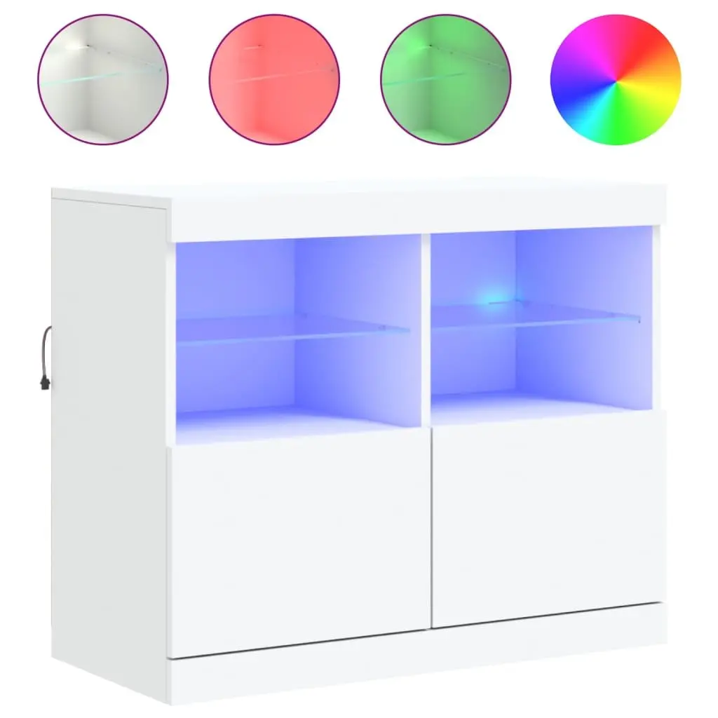 White Sideboard Cabinet with RGB LED Lights 81 x 37 x 67 cm