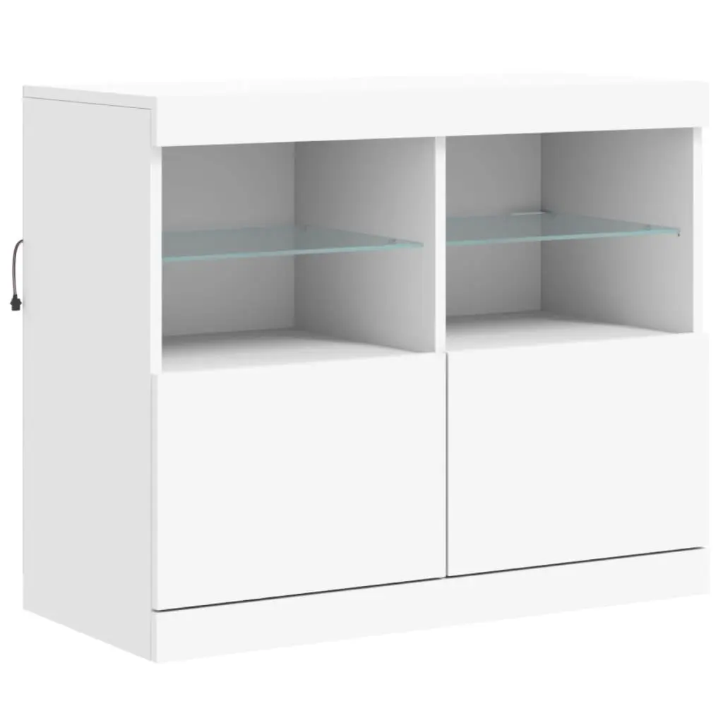 White Sideboard Cabinet with RGB LED Lights 81 x 37 x 67 cm