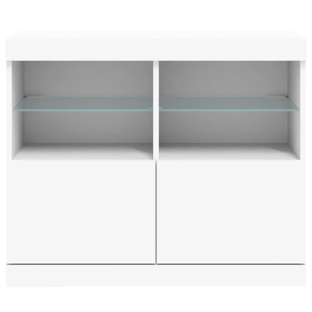 White Sideboard Cabinet with RGB LED Lights 81 x 37 x 67 cm