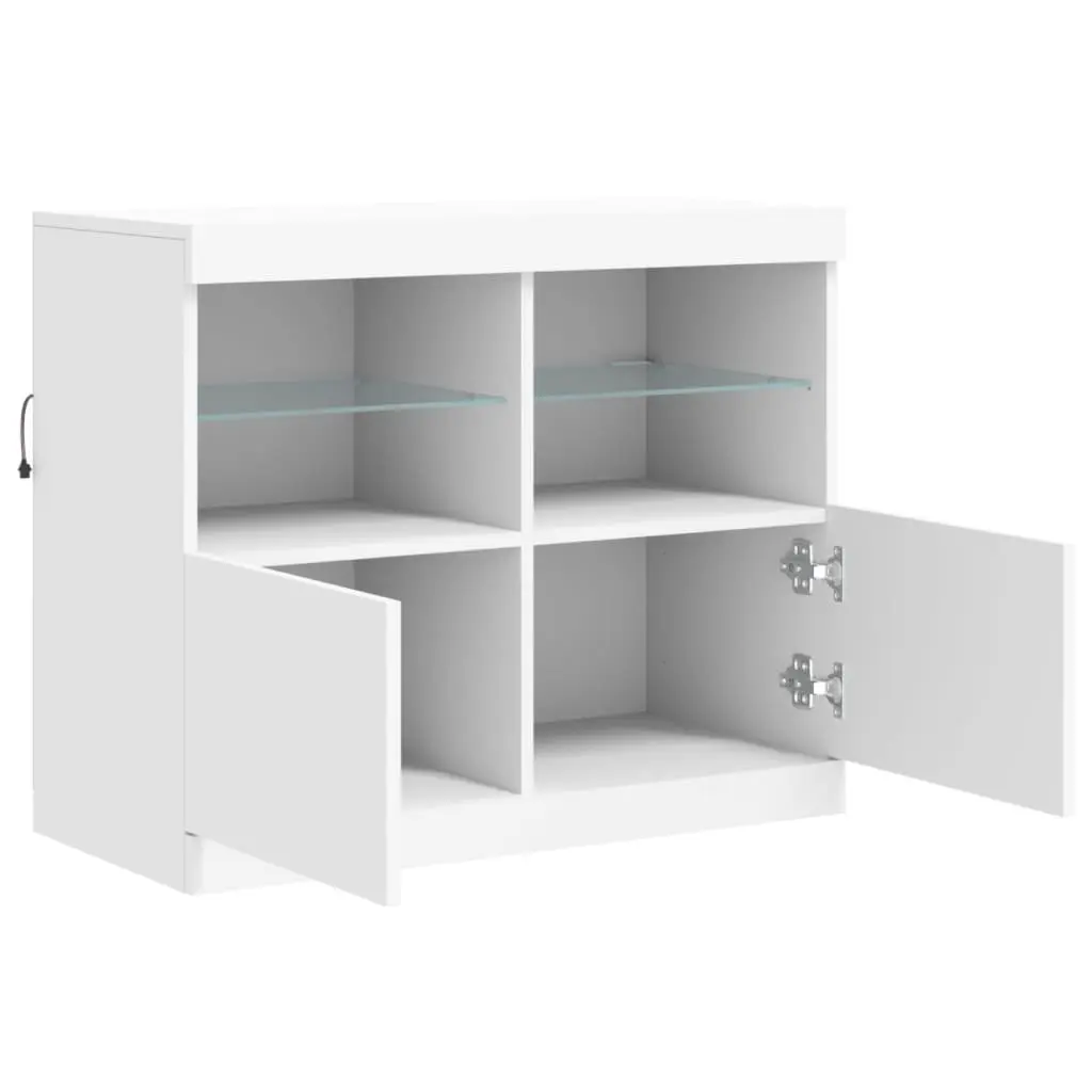 White Sideboard Cabinet with RGB LED Lights 81 x 37 x 67 cm