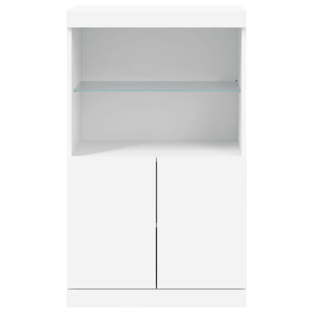 Sideboard with RGB LED Lights White Storage Cabinet Buffet Furniture