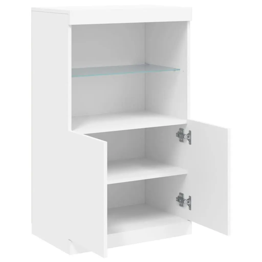 Sideboard with RGB LED Lights White Storage Cabinet Buffet Furniture