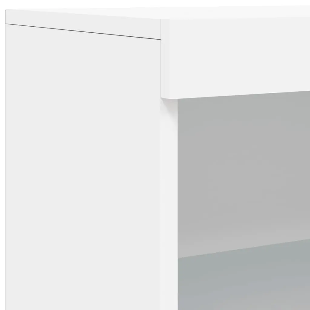 Sideboard with RGB LED Lights White Storage Cabinet Buffet Furniture