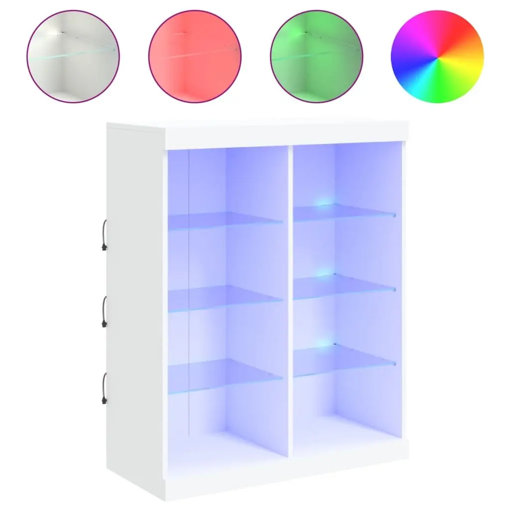 White Sideboard with RGB LED Lights Storage Cabinet Buffet 81x37x100cm