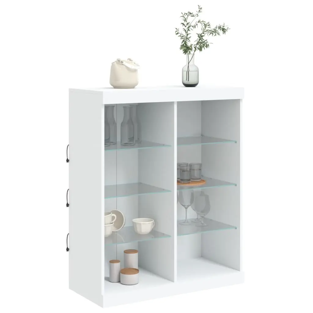 White Sideboard with RGB LED Lights Storage Cabinet Buffet 81x37x100cm