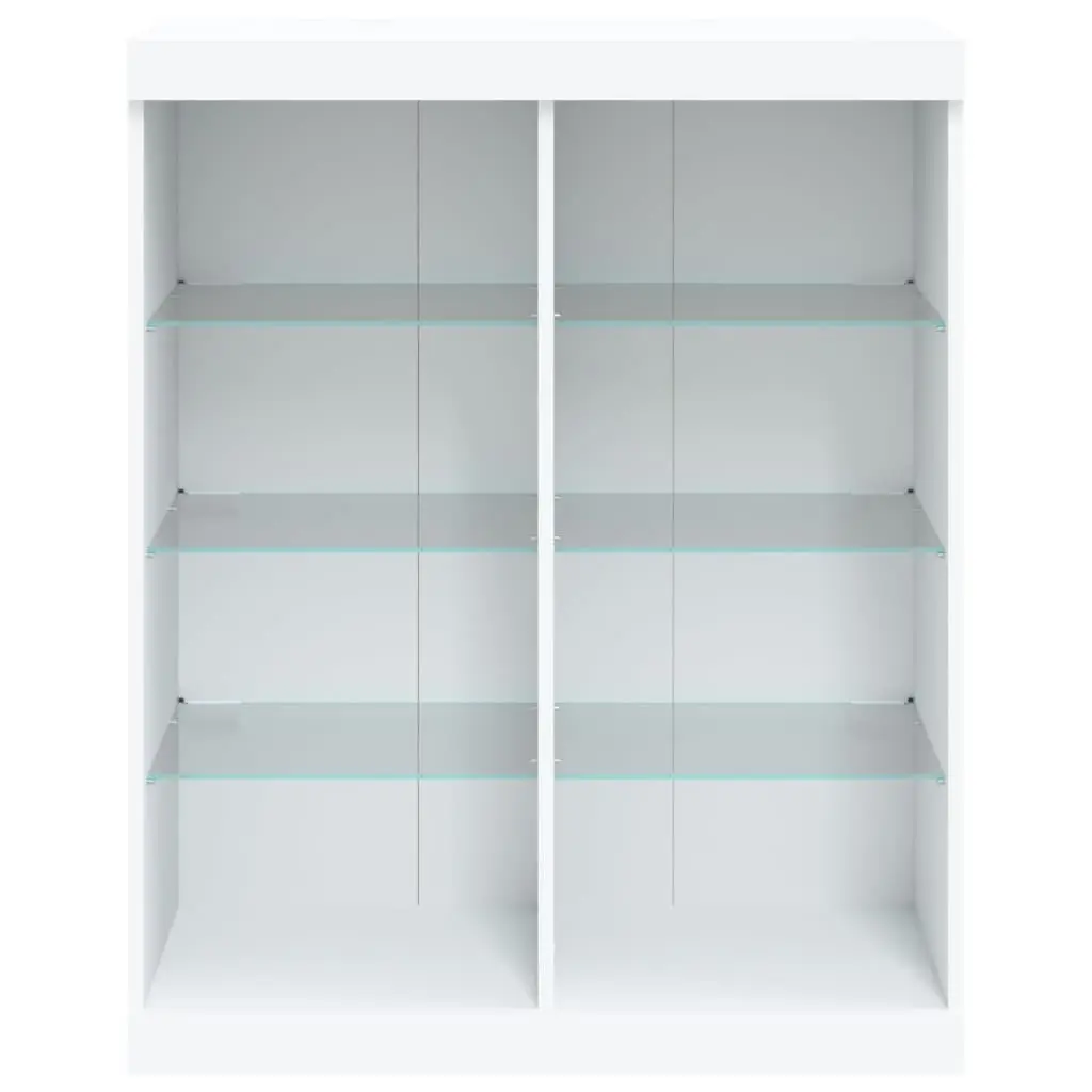 White Sideboard with RGB LED Lights Storage Cabinet Buffet 81x37x100cm