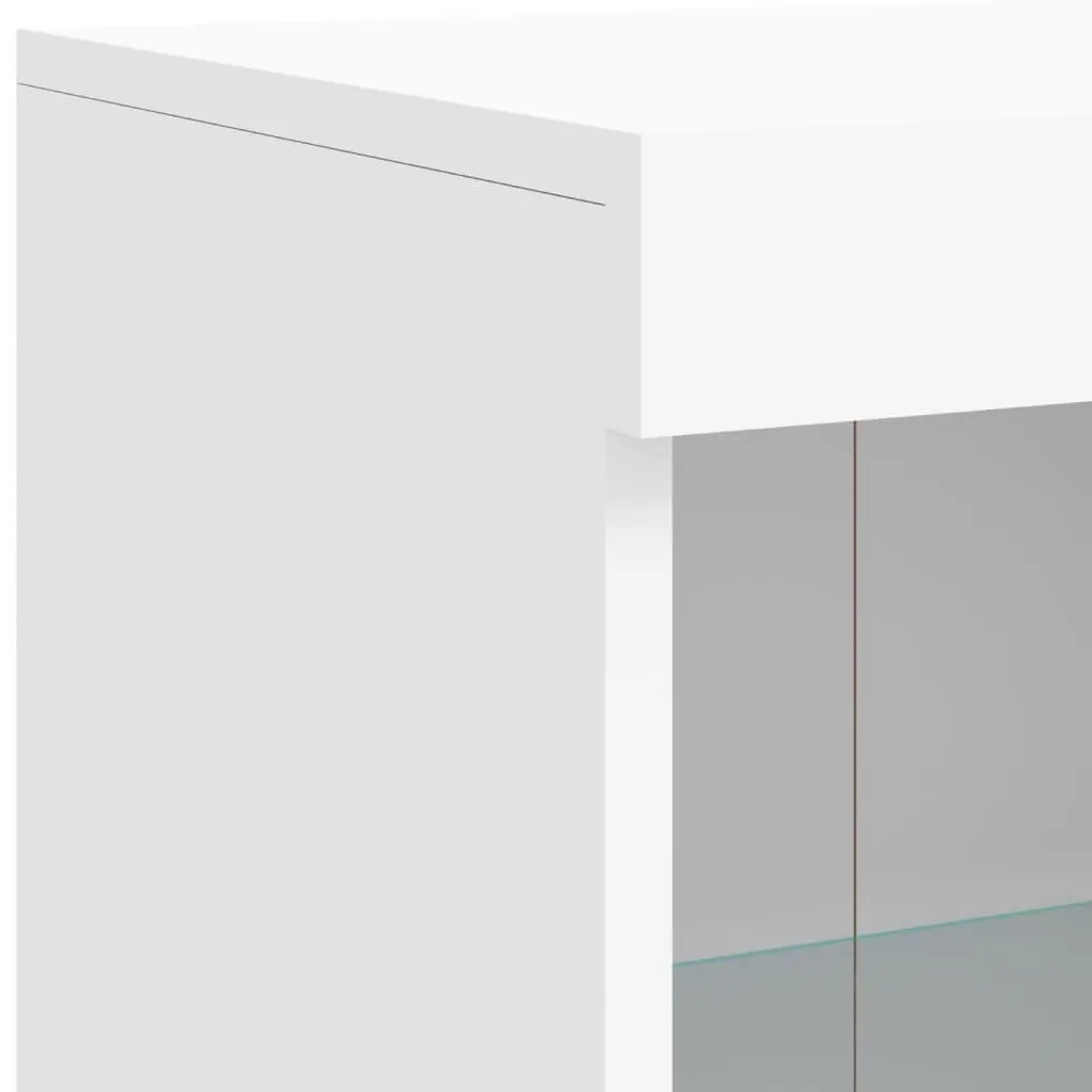 White Sideboard with RGB LED Lights Storage Cabinet Buffet 81x37x100cm