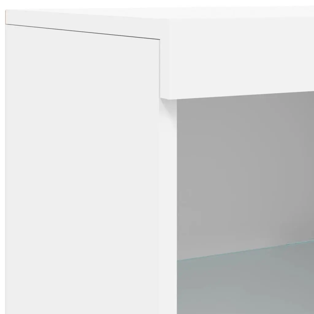 White Sideboard Storage Cabinet Modern with RGB LED Lights 41 x 37 x 100 cm