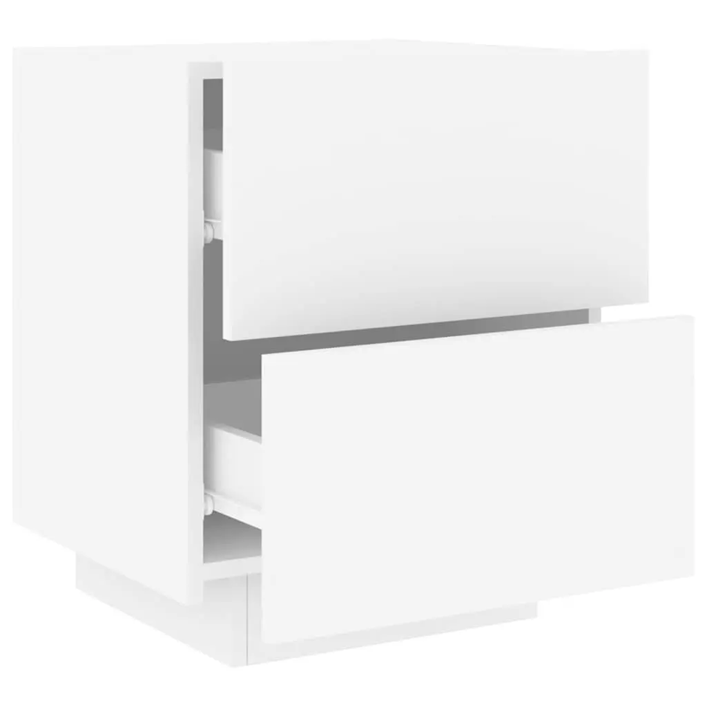 Bedside Cabinet with RGB LED Lights White Engineered Wood 2 Drawer Nightstand