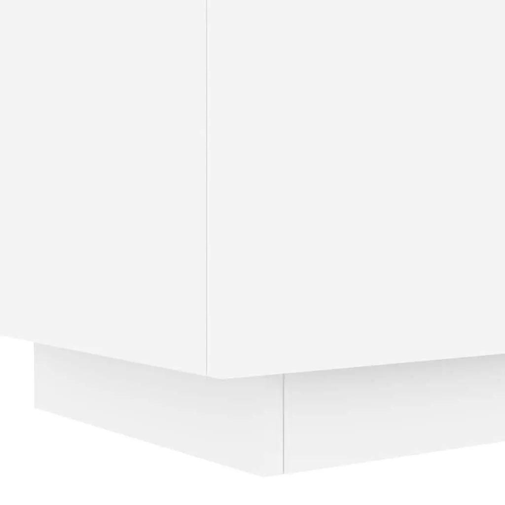 Bedside Cabinet with RGB LED Lights White Engineered Wood 2 Drawer Nightstand