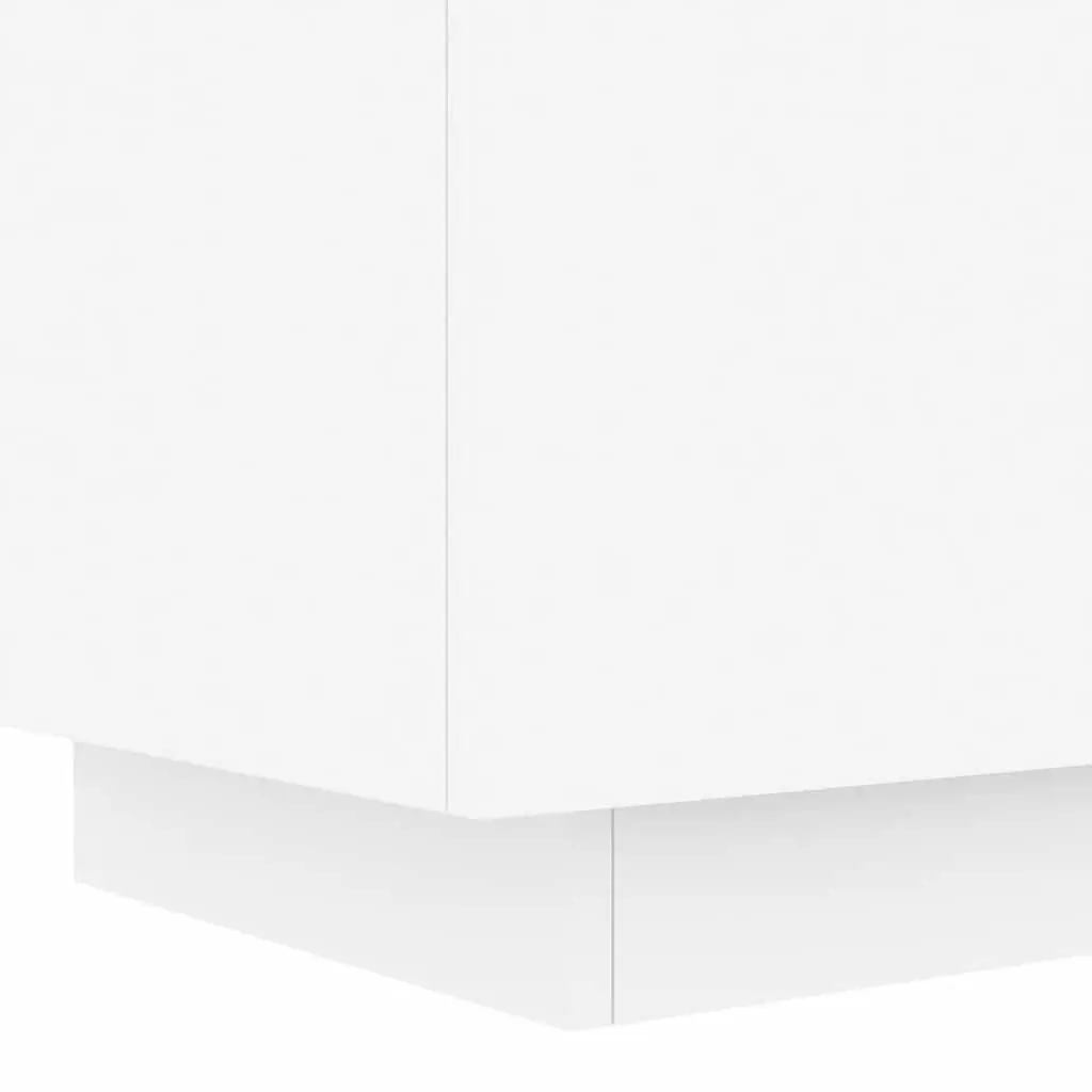 Bedside Cabinet with RGB LED Lights White Storage Nightstand 2 Piece Set