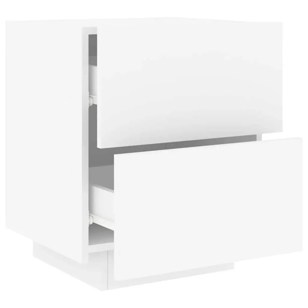 Bedside Cabinet with RGB LED Lights White Storage Nightstand 2 Piece Set