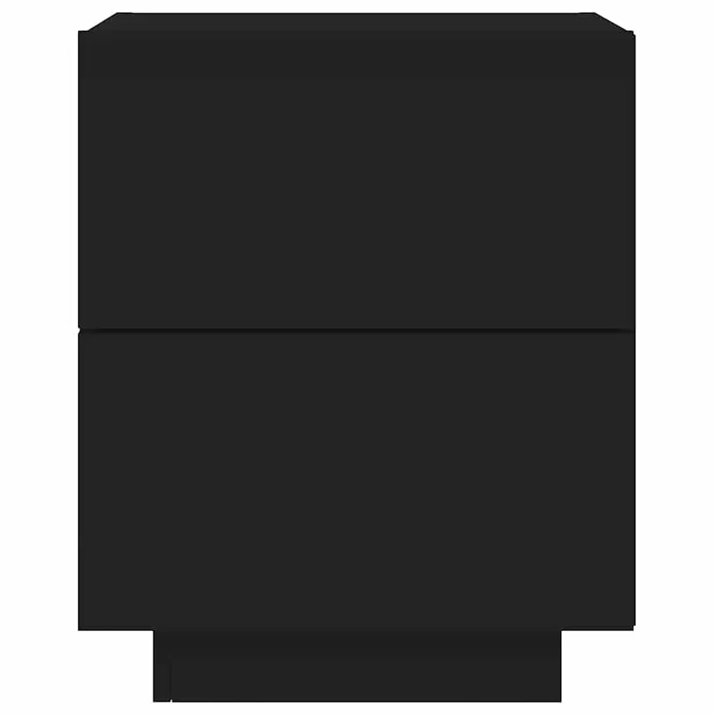 Bedside Cabinet with RGB LED Lights Black Storage Nightstand with Drawers
