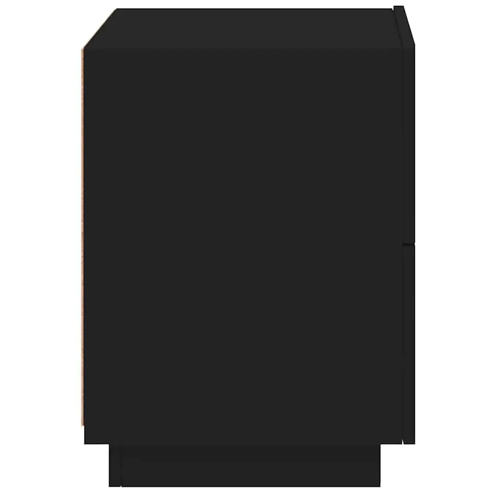 Bedside Cabinet with RGB LED Lights Black Storage Nightstand with Drawers