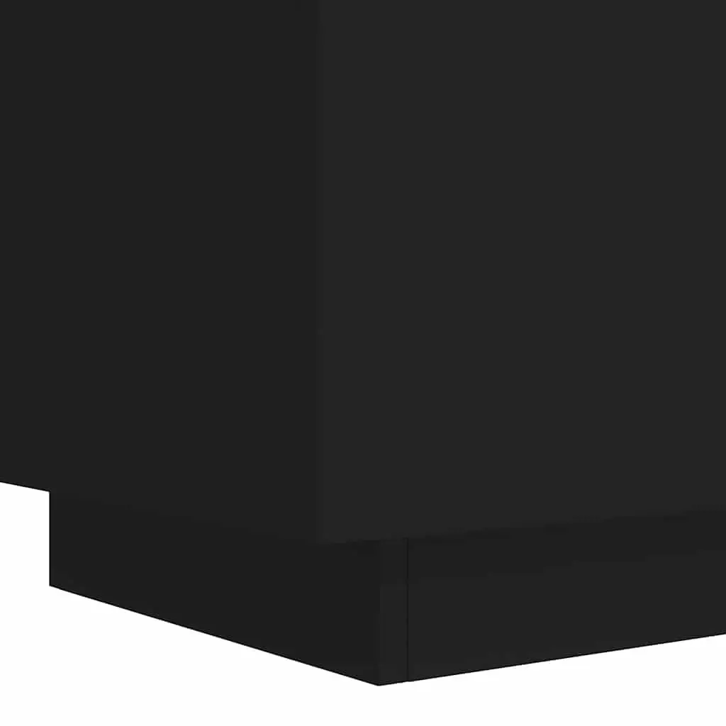 Bedside Cabinet with RGB LED Lights Black Storage Nightstand with Drawers