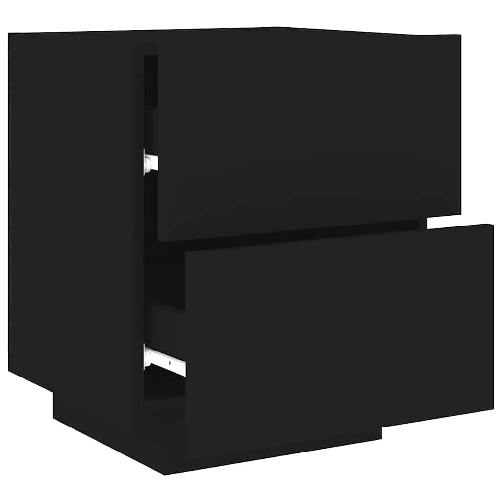 Bedside Cabinet with RGB LED Lights 2 Pieces Black Storage Nightstand Drawers