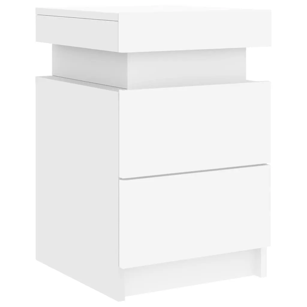 Bedside Cabinet with RGB LED Lights Modern White 35x39x55cm
