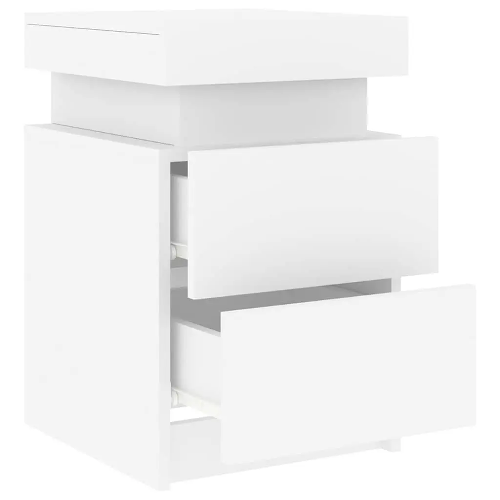Bedside Cabinet with RGB LED Lights Modern White 35x39x55cm