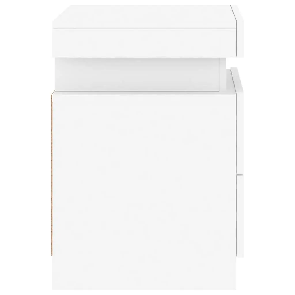Bedside Cabinet with RGB LED Lights Modern White 35x39x55cm