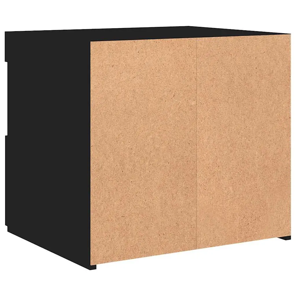Bedside Cabinet with RGB LED Lights Black Modern Bedroom Side Table