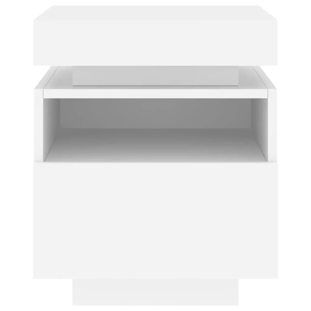 Bedside Cabinet with RGB LED Lights White Storage Nightstand 40 x 39 x 48.5 cm