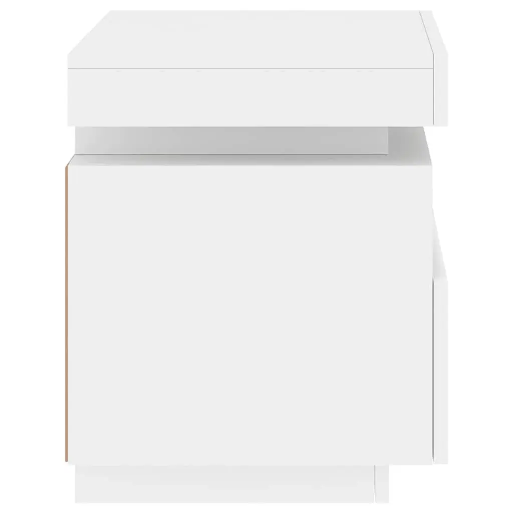 Bedside Cabinet with RGB LED Lights White Storage Nightstand 40 x 39 x 48.5 cm