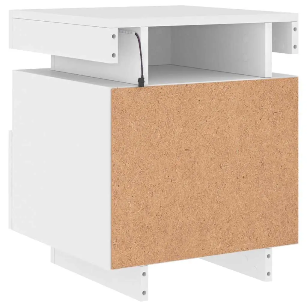 Bedside Cabinet with RGB LED Lights White Storage Nightstand 40 x 39 x 48.5 cm