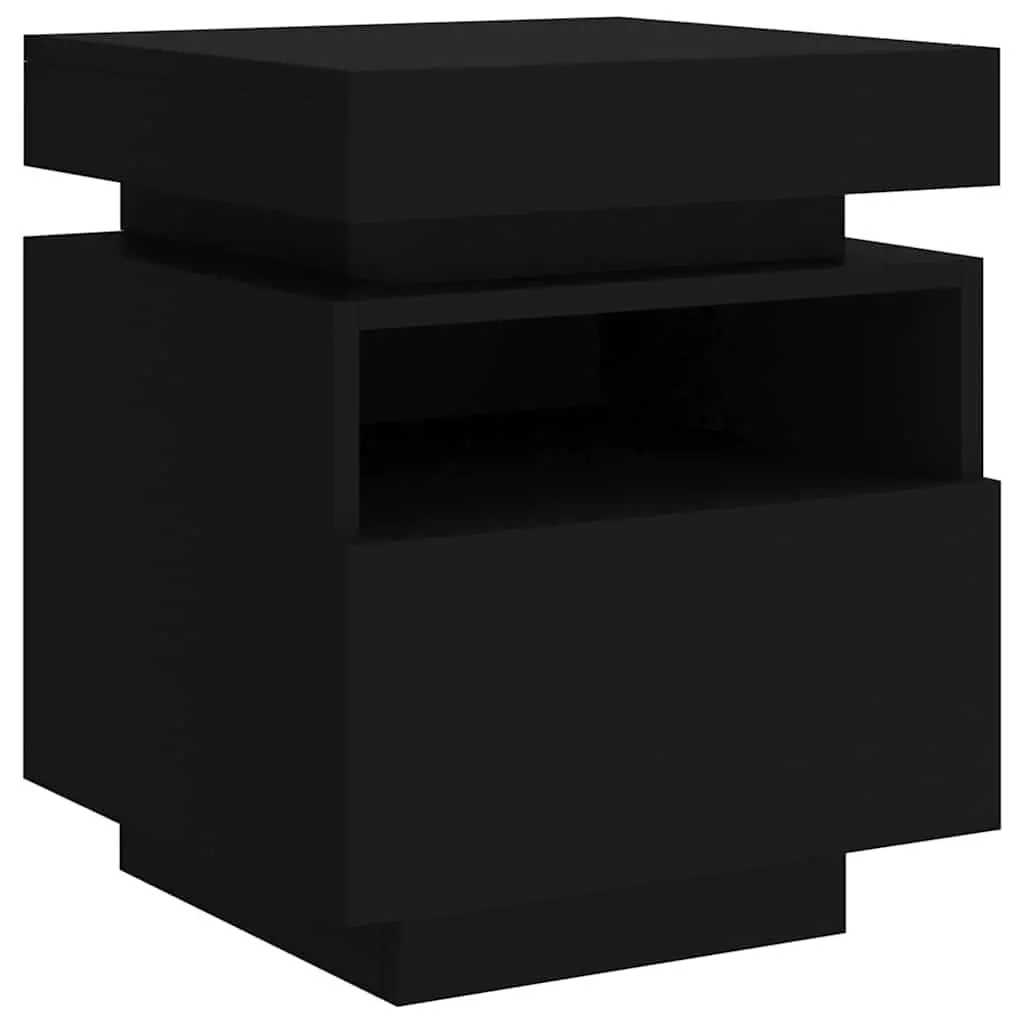 Bedside Cabinets with RGB LED Lights Storage 2 Pieces Black 40x39x48.5cm