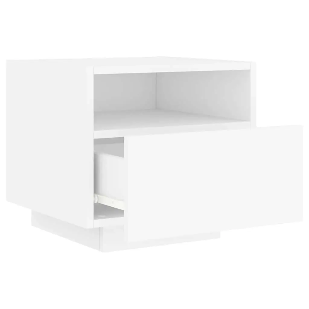 RGB LED Bedside Tables Storage Cabinet White 40x39x37cm Set of 2